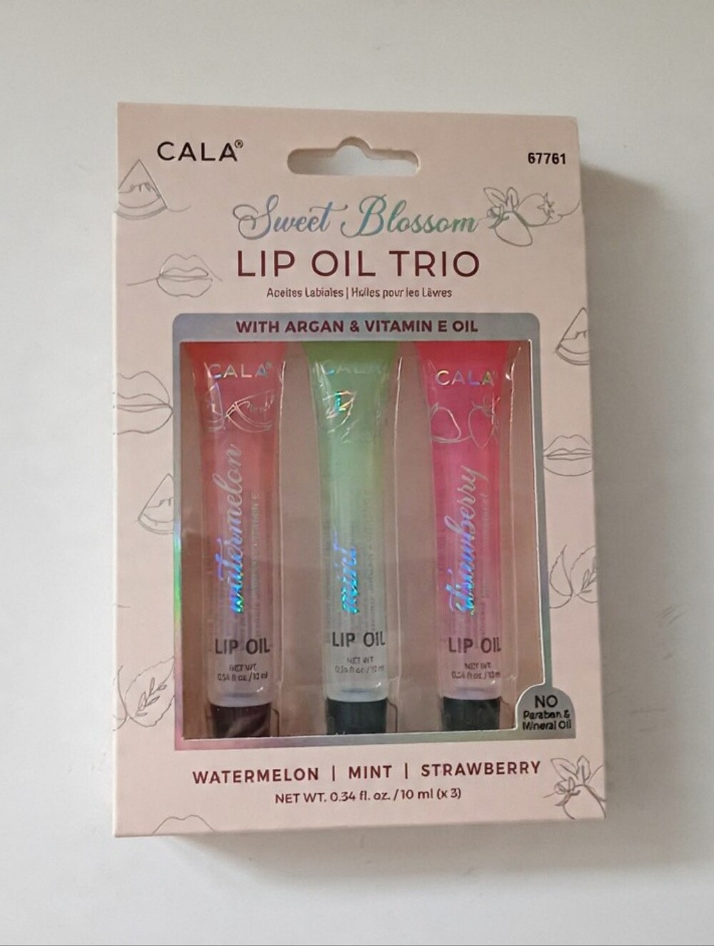 CALA Sweet Blossom Lip Oil Trio Watermelon Mint Strawberry New Sealed